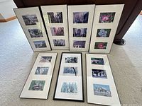 All seven black metal multi-photo frames displayed upright