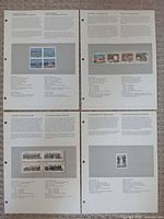 Overview of four album pages each holding 1985 Canadian mint stamps