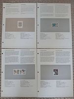 Overview of four Canadian stamp album pages with five mounted mint stamps