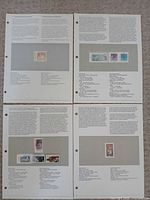 Four Canada Post album pages showing nine mounted mint stamps