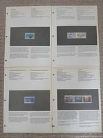 Overall view of four album pages showing all seven stamps mounted