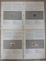 Overview of four album pages with mounted stamps