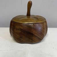 Closed wooden pumpkin box front view