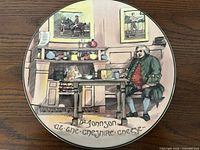 Front of plate with Dr. Johnson Cheshire Cheese scene