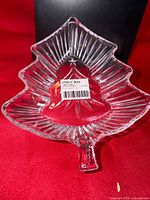 Top view of Studio Nova crystal Christmas tree candy dish with label