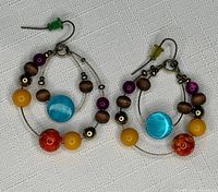 front view of both hoop earrings showing all bead colours and arrangement