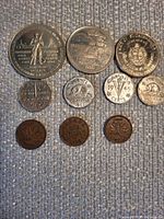 Top view of all coins and medallions