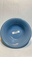 Top view of periwinkle Fiesta cereal bowl showing interior and glaze