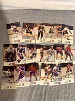 Fronts of all 19 Esso NHL All-Star hockey cards spread out