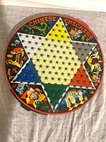 Full view of round Chinese Checkers board