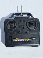 Front view of Hitec Ranger II Z transmitter with controls and antenna