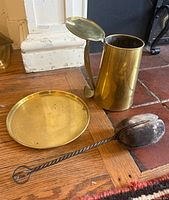 Smudge pot, drip tray, and wand shown together