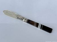 Full view of page turner showing agate handle and pearl blade
