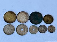 Overall view of all nine Danish and Swedish coins