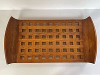 Top view of rectangular teak lattice tray