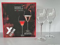 Retail box front showing Riedel branding and two glasses