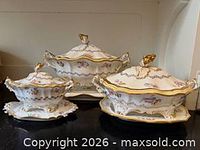 All three Davenport soup tureens with lids and stands