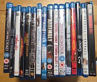 Spines of all Blu-ray cases showing titles and quantity