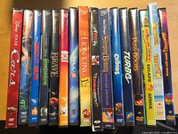 Spine view of all DVD cases showing titles