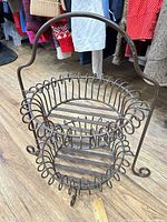 Full view of metal two-tier wire stand