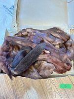 Both mink stoles arranged in open box
