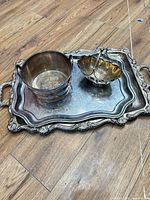 Top view of two trays and two bowls showing overall condition and design