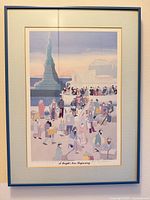 Full view of framed print with mat and frame