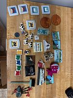 Full group of mixed magnets spread on countertop