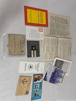 Overview of all ephemera pieces laid out on table