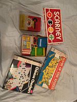 Group shot of all boxed games and loose pieces