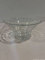Overall view of clear flared cut glass Mikasa Avenue bowl