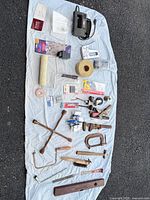 Full layout of all tools, paint items, hardware and accessories on sheet