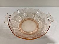Top view showing full bowl shape, color, pattern and handles