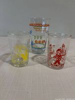 Group shot of all three printed glasses