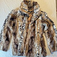 Front view of Dennis Basso faux fur coat