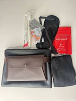 Entire amenity kit contents laid out