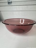 Side profile of amethyst glass mixing bowl
