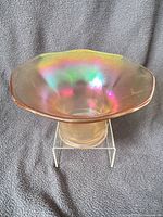 Top view showing flared octagonal rim and iridescent surface