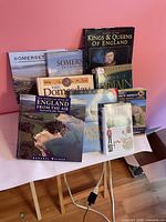 Group shot displaying all nine British history and travel books
