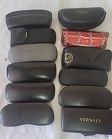 Overview of all 13 hard eyeglass cases in two columns