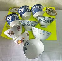 Group shot showing all bowls, cups and plates