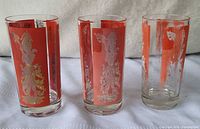 Three Culver Thai Goddess tumblers side-by-side showing design and relative condition