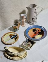 Group shot of all porcelain pieces and Bee & Willow pitcher