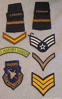 Group view of all eight patches laid flat