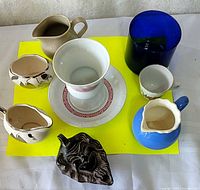 All nine items arranged on yellow background