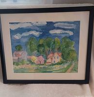 Framed watercolor landscape front view