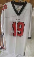 Front view of jersey displaying number 19 and Buccaneers text