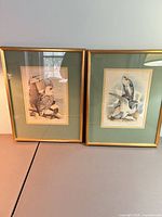Both framed bird prints side by side