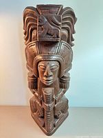 Full view of entire wooden sculpture