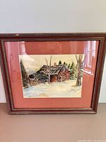 Full view of framed watercolor painting